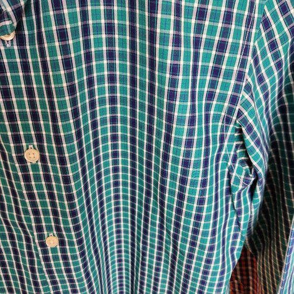 Banana Republic Green Navy Check LS Shirt Small Slim Fit - Picture 4 of 4